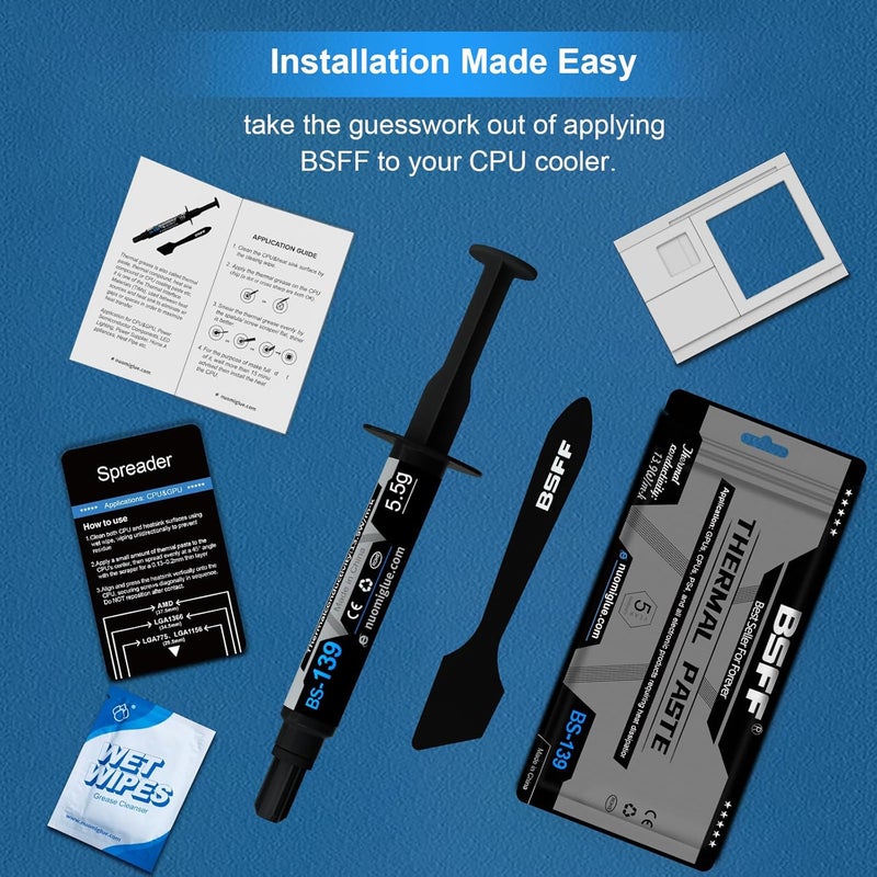 BSFF Thermal Paste, 16.5g with Toolkit CPU Paste Thermal Compound Paste Heatsink for IC/Processor/CPU/All Coolers, Carbon Based High Performance - Image 4